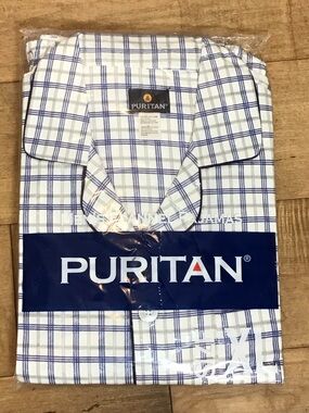 Vintage Puritan Men’s XL Plaid Flannel Pajama Set Full Length Pants Cotton NIP
